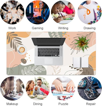 QiyI Large Mouse Pad, Extended Desk Mat for Desktop, PU Leather Waterproof Gaming Mousepad, Computer Desk Accessories Protector Writing Pads for School Office Home 31.5" x 15.7" - Abstract Branches