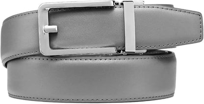 Founders & C Men's Leather Ratchet Comfort Click Belt Dress with Slide Buckle -Adjustable Trim to Fit