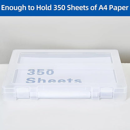 4 Pack Large A4 Paper document Box, Arts Supply Storage Organizer Box Scrapbook Storage Box Crafts Organization Boad Game Storage,Thick Plastic Scrapbook Storage Box for 8.5" x 11" Letter