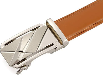 Lingli Men's Belt,Ratchet Dress Belt with Automatic Buckle Brown/Black-Trim to Fit-35mm wide