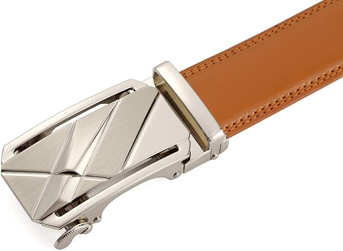 Lingli Men's Belt,Ratchet Dress Belt with Automatic Buckle Brown/Black-Trim to Fit-35mm wide