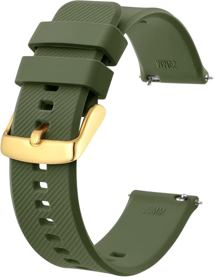 BISONSTRAP Watch Strap 18mm 19mm 20mm 21mm 22mm, Quick Release Silicone Watch Bands for Men Women
