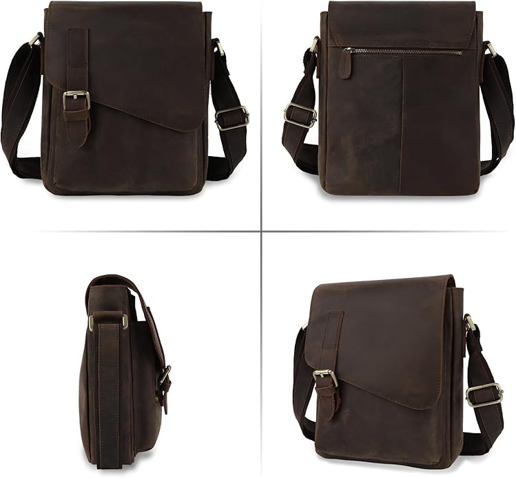 Jack&Chris Leather Messenger Bag for Men, Man Purse Crossbody Bags for Work Business
