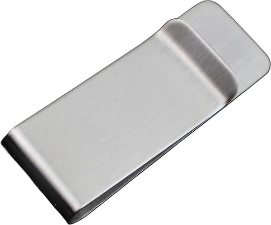 Small Men's Slim Money Clip, Stainless Steel Credit Business Card Holder, Pocket Cash Wallet, 2-Inch