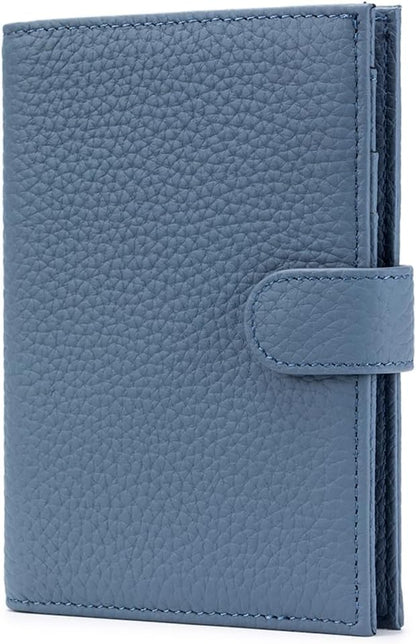 Leather RFID Blocking Passport Holder for Travel Women – Multiple Slim Passport Wallet for Women with Card Slots, Zippered Coin Pocket & Travel Passport Cover Case Gift Ready– Denim Blue