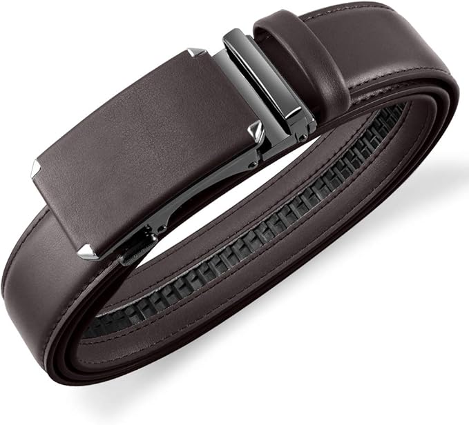 DOOPAI Belt Men, Ratchet Dress Adjustable 1 3/8" Sliding Leather Designer, Size Length Can be Cut, with Gift Box
