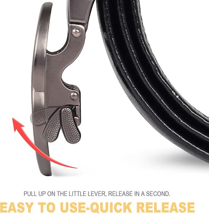 Aurolran Men&Womens Leather Dress Belt Business Automatic Buckle Belt Color-Black Silver Gold