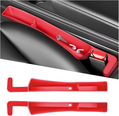 2PCS Car Seat Gap Filler Organizer, Seat Side Gap Organizer for Phone Keys Cards, Multifunctional Automotive Interior Storage Accessories, Universal for SUV Truck Sedan (Red)