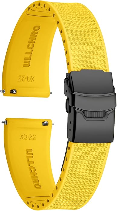 ULLCHRO Silicone Watch Band Quick Release Strap FKM Waterproof Watch Bands for Men 20mm 22mm Replacement Strap Sport Rubber Watchband