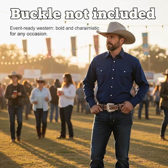 F&L CLASSIC Western Belt without buckle for men – Full Grain Leather Cowboy Belts for jeans - One Piece Leather strap belt