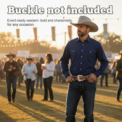 F&L CLASSIC Western Belt without buckle for men – Full Grain Leather Cowboy Belts for jeans - One Piece Leather strap belt