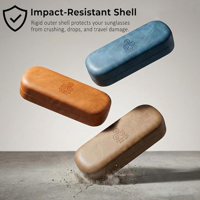 Rounded Rectangle Glasses Case – Hard Shell PU Leather Eyewear Case with Soft Lining & Magnetic Closure