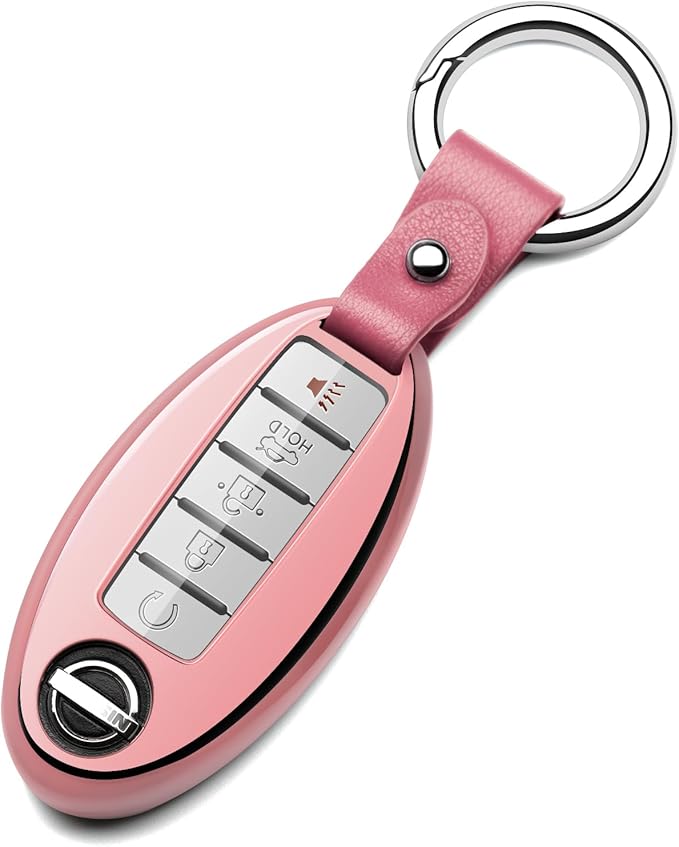 Compatible with Nissan Key Fob Cover for Altima Maxima Rogue Armada Pathfinder Compatible with Infiniti Key Fob Cover Pink TPU Protector Car Key Chain Holder Case Accessories