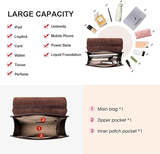 Cnoles Leather Backpack Purse For Women Fashion Ladies Vintage Bags Casual College Travel Backpacks Bag Brown