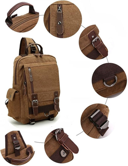Sechunk Canvas Messenger Bag Sling Bag Crossbody Bag Shoulder Bag Retro Cross Body Handbags