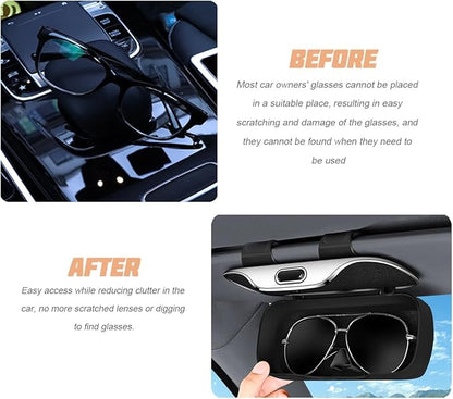 zipelo Sunglasses Holder for Car Sun Visor, Protective Automotive Eyeglasses Storage Case Hanger, Soft Vehicle Interior Glasses Organizer Box Accessories, Universal for SUV Sedan Truck (Brown)