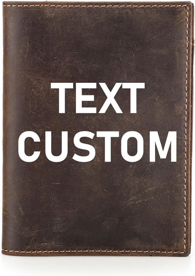 CONTACTS Personalized Passport Holder for 2 Full Grain Leather Custom Passport Wallet Compatible with Airtag RFID Blocking Engraved