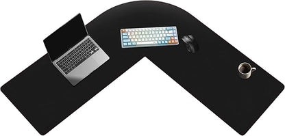 ZORESYN L Shaped Desk Mat 43.3"(L) x 43.3"(L) x 13"(W), Mouse pad for Corner Desk, Computer Corner Desk Pad, Writing Desk Pad Protector, Large Waterproof PU Leather Corner Mousepad - Black