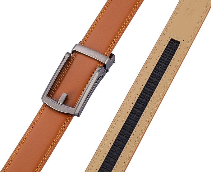 Tonywell Mens Leather Ratchet Belts with Click Buckle Perfect Fit Dress Belt 30mm Wide