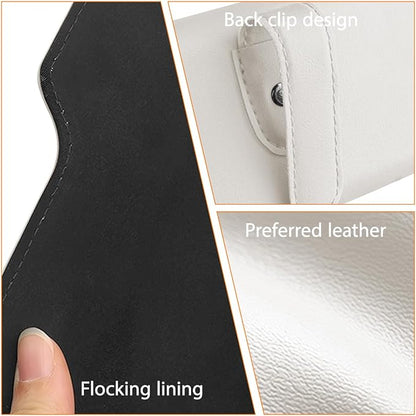 Zpana Sunglass Holder for Car Visor, Leather Auto Eyeglasses Sun Visor Organizer Case with Hidden Magnetic Closure, Auto Protective Glasses Storage Box, Universal for SUV RV Truck (Beige)