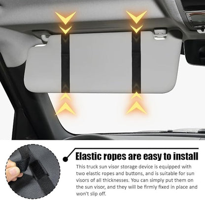 Car Sun Visor Organizer, Auto Accessories Sunglass Holder for Car, Multi-functional Sun Organizer Storage Bag, General Motors Interior Parts Storage Bags are Fit for Cars, SUVs, Trucks (Black)