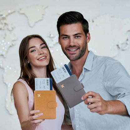 Deziliao Passport Wallet, Gray, Unisex, Faux Leather, Waterproof, Slim, Lightweight, RFID Blocking, 2-in-1 Design, with Document Slots, Credit Card Slots, SIM Card Slots