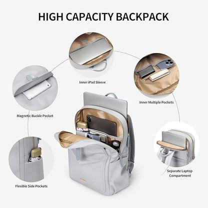 Laptop Backpack for Women,Carry on Travel Backpack Casual Work Business Backpacks Purse College,16 Inch,Grey