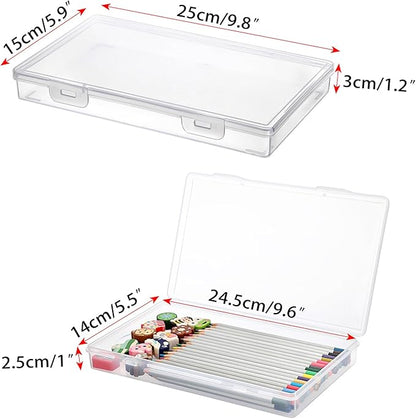 BTSKY Clear Plastic Storage Box with Flap Lid, Multipurpose Craft Organizers and Storage Box Art Supply Storage Organizer Plastic Sewing Box for Beads Pencils Sticky Notes, 4 Pack Medium Small