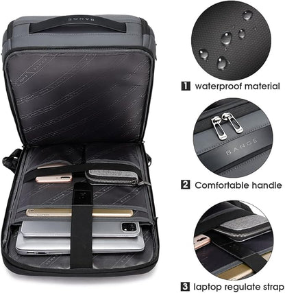 BANGE Business Smart Backpack Waterproof fit 15.6 Inch Laptop Backpack with USB Charging Port,Travel Durable Backpack