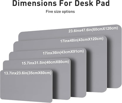 Aothia Leather Desk Pad Protector, Mouse Pad, Office Desk Mat, Non-Slip PU Leather Desk Blotter, Laptop Desk Pad, Waterproof Desk Writing Pad for Office and Home (36" x 17", Light Grey)