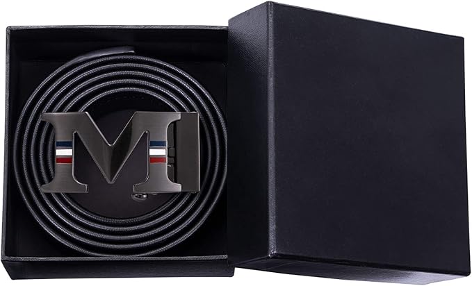 Dubulle Designer Mens Belts, Sliding Automatic Buckle Ratchet Dress Belt TOP Genuine Leather Strap Gifts