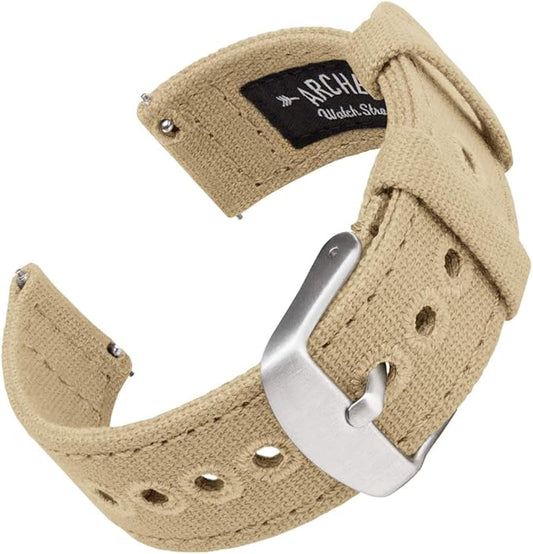 Archer Watch Straps - Canvas Quick Release Watch Bands (Sand, 22mm)
