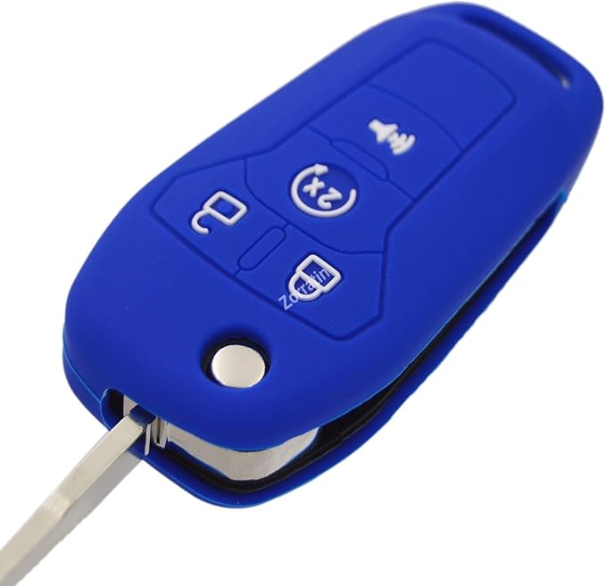 Silicone Rubber Key Fob Covers Protector for Ford F150 F250 F350 F450 F550 Raptor Ranger Transit Fusion Bronco Lightning Maverick XLT (Flip Key)