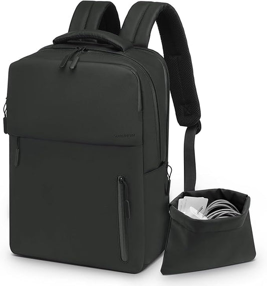 Lightweight 20L Commute Backpack for Men & Women, Water-Resistant Travel Daypack with 15.6-Inch Laptop Compartment & Anti-Theft Pockets, Black