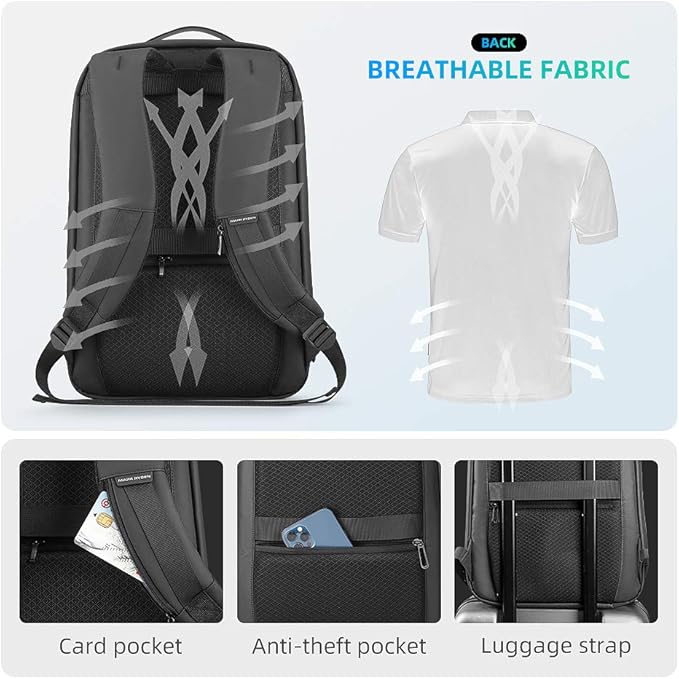 MARK RYDEN Slim Laptop Backpack for Men, High Tech Backpack with Scratch Resistant Shell and USB Charging Port, Waterproof Business Backpack Ideal for Working, Commuting, Daily (20L for 15.6" Laptop)