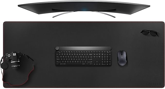 ZORESYN Desk Pad (51.2"x19.7"), PU Leather Desk Blotter Protector, Large Gaming Mousepad Desk Mat - Waterproof Non Slip Base Keyboard Extended Mouse Mat (Black)