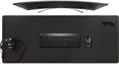 ZORESYN Desk Pad (51.2"x19.7"), PU Leather Desk Blotter Protector, Large Gaming Mousepad Desk Mat - Waterproof Non Slip Base Keyboard Extended Mouse Mat (Black)