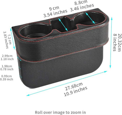 Black Multifunctional Car Cup Holder Car Seat Organizer Gap Filler Bottle Phone Storage Organizer