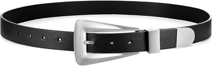 Women's Leather Belts for Jeans Pants Fashion Leather Waist Belt Ladies Dress Belts with Gold/Silver Buckle