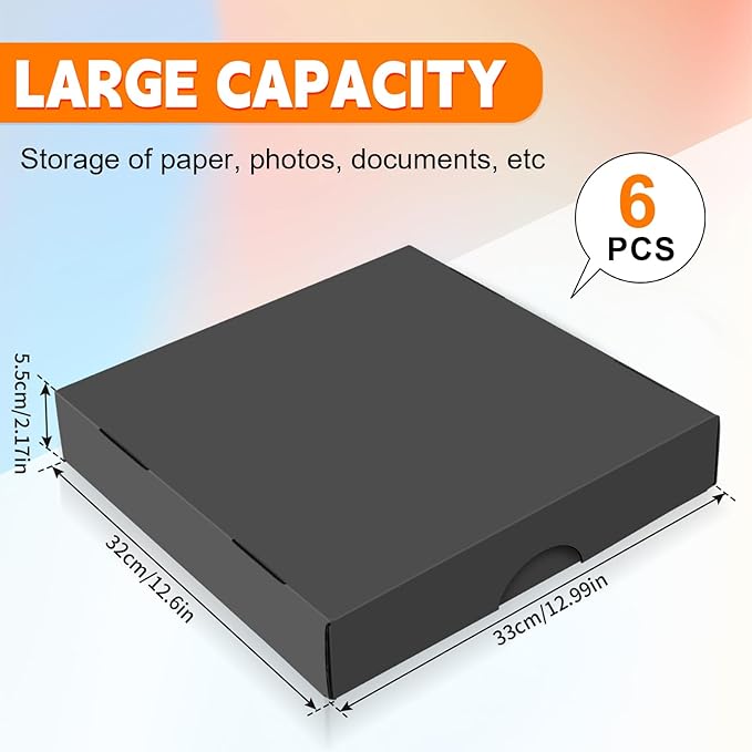 6 Pack 12x12 Scrapbook Paper Storage,Paper Storage Organizer Craft Organizers Storage for Art Craft Supplies Document Organizer,12.99 x 12.6 x 2.17 in