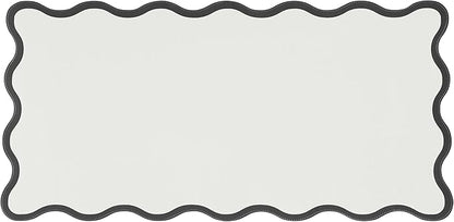 Ralxion Scalloped Desk Mat, 31.5" x 15.7", PU Leather, Waterproof Anti-Slip, Cute Aesthetic Desk Pad for Office/Home/Game/Vanity (Black, Large)