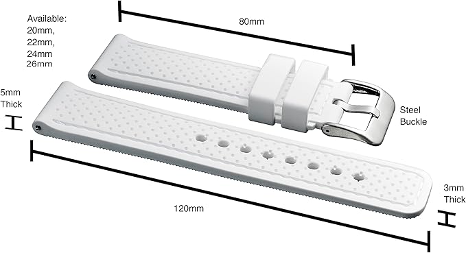 ALPINE Sporty Premium Soft Silicone Adjustable Watch Band - Replacement Rubber Watch Bands for Women & Men - Waterproof Quick Release Watch Straps - Compatible with Regular & Smart Watch Bands