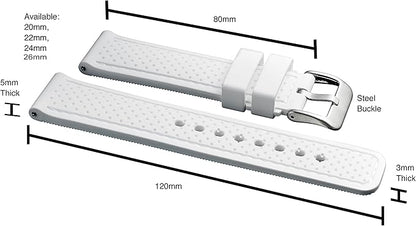 ALPINE Sporty Premium Soft Silicone Adjustable Watch Band - Replacement Rubber Watch Bands for Women & Men - Waterproof Quick Release Watch Straps - Compatible with Regular & Smart Watch Bands