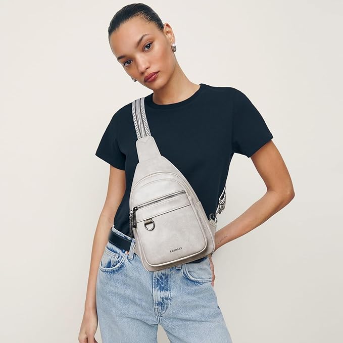 Leresas 7L Sling Bag for Women Men Vegan Leather Crossbody Bags Fanny Pack Purse Backpack Over Shoulder Bag Travel Anti Theft