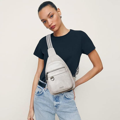 Leresas 7L Sling Bag for Women Men Vegan Leather Crossbody Bags Fanny Pack Purse Backpack Over Shoulder Bag Travel Anti Theft