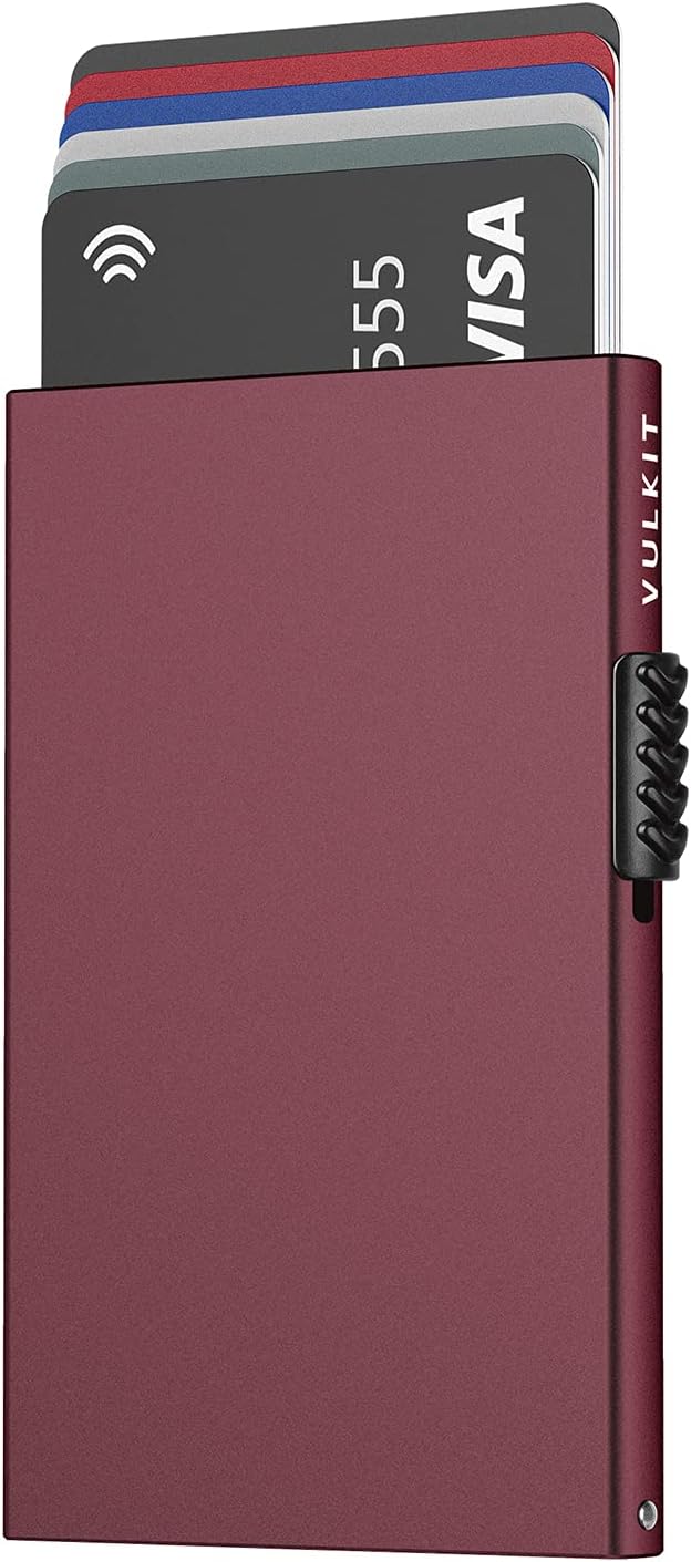 VULKIT Minimalist Credit Card Holder Pop Up Cards RFID Protection Slim Metal Wallet