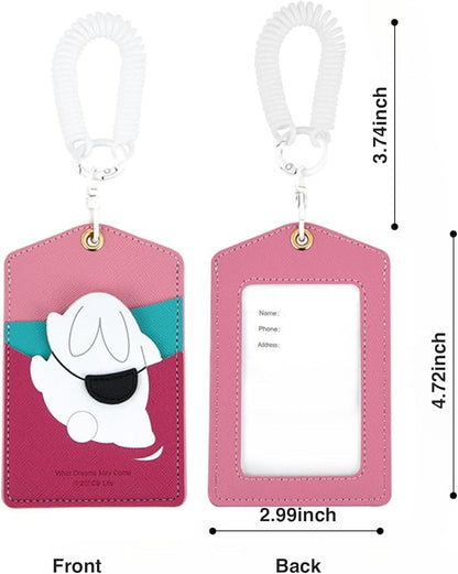 ID Badge Holder with Keychain, 3 Card Slots Cartoon Animal Cute Badge Holder for Professionals, Teacher, Nurse Officer and Students Women Girls Boys (Bunny)