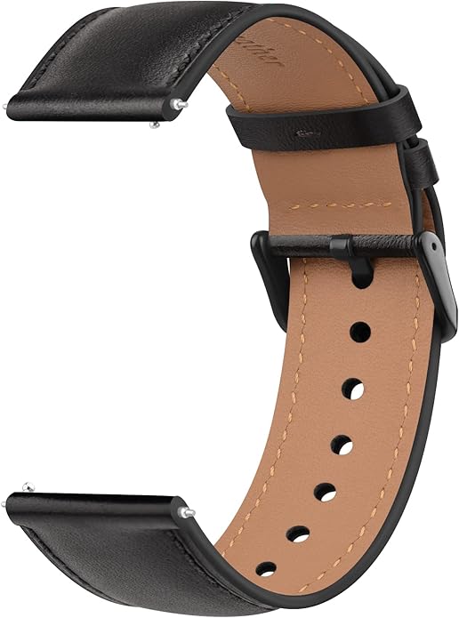 Vancle Quick Release Genuine Leather Watch Band 20mm 22mm Watch Strap, Top Grain Leather Watch bands for Men Women