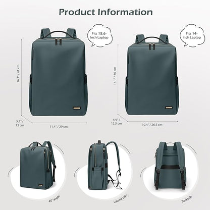 GOLF SUPAGS Stylish Laptop Backpack for Women Airline Approved Perfect for Work College and Travel Multi-Functional Casual Daypack Fits 14 Inch Notebook (Atrovirens)
