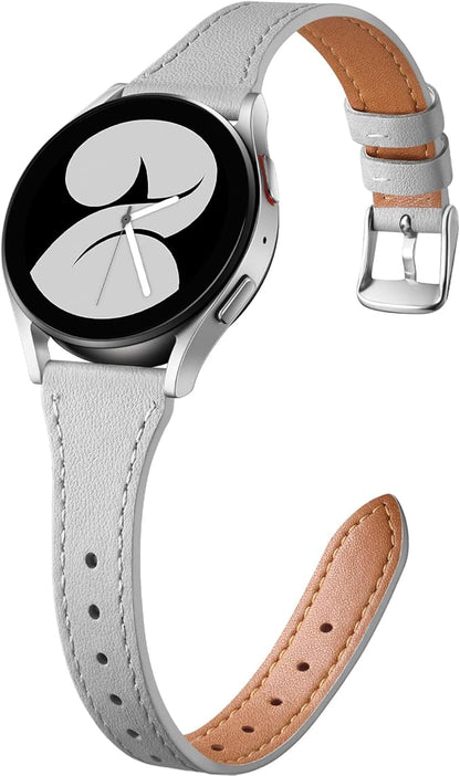 GEAK Slim Leather Band Compatible with Galaxy Watch 7 Band/6 5 4 FE 40mm 44mm/5 pro 45mm/Classic/Galaxy Active 2, 20mm Genuine Leather Strap with Quick Release Buckle for Samsung Watch Bands Women